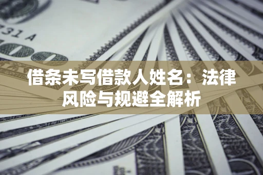 武汉借条未写借款人姓名：法律风险与规避全解析